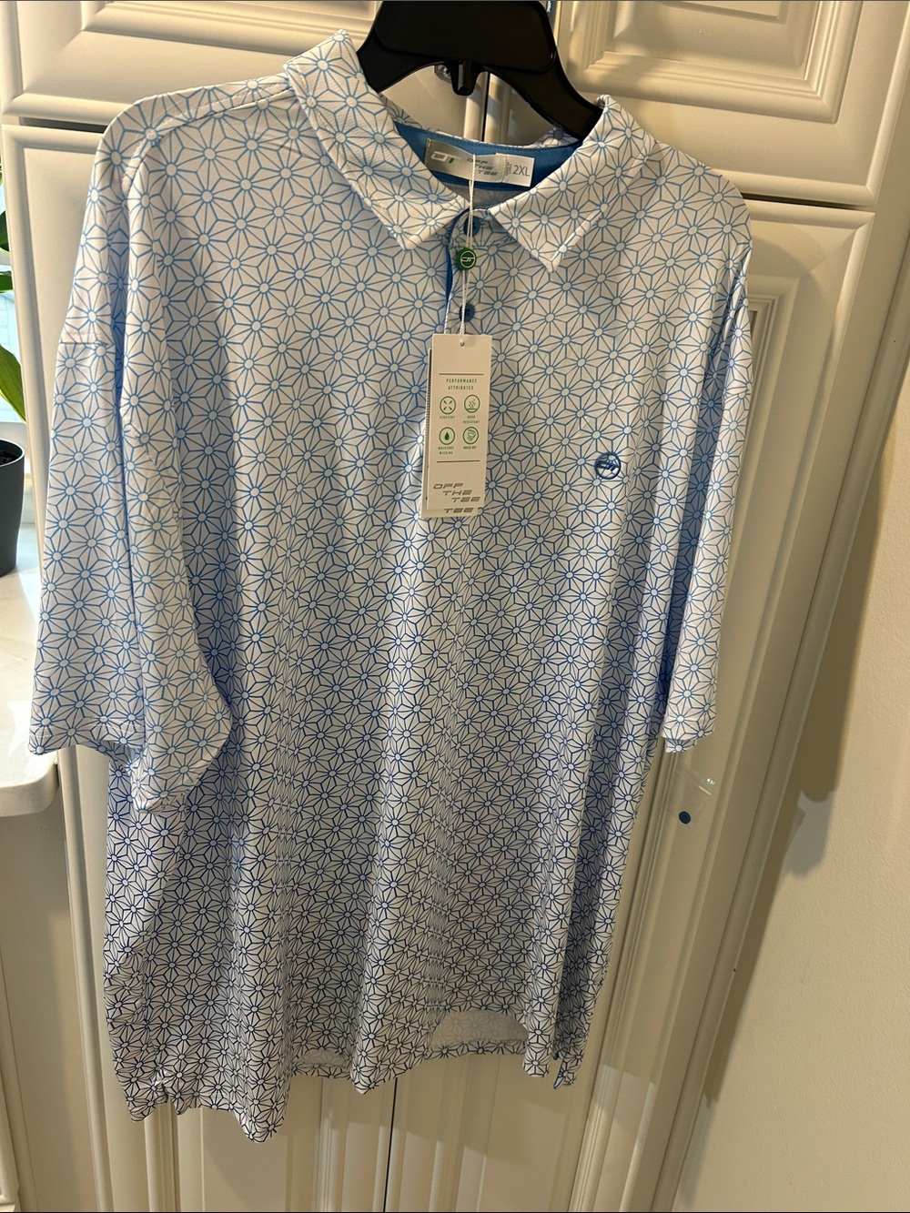 Light Blue Geometric Polo Shirt by Unknown Brand